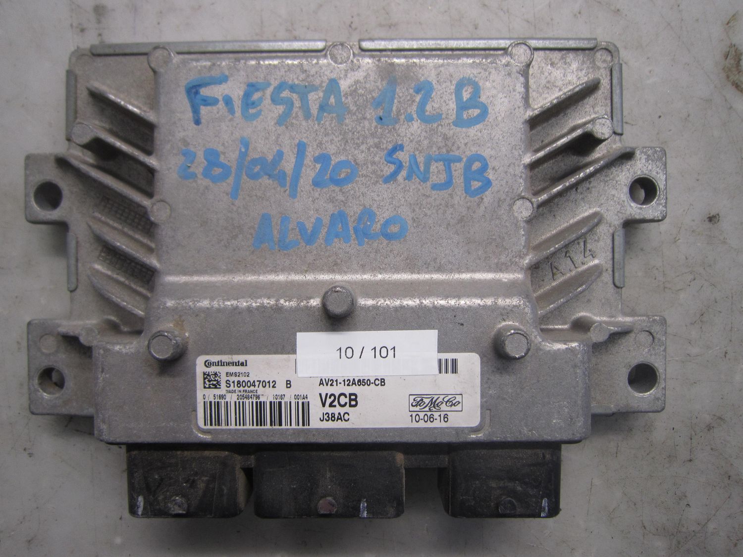 10-101 Centralina Motore Continental S180047012 B S180047012B AV21-12A650-CB EMS2102 J38AC  FORD Benzina Fiesta