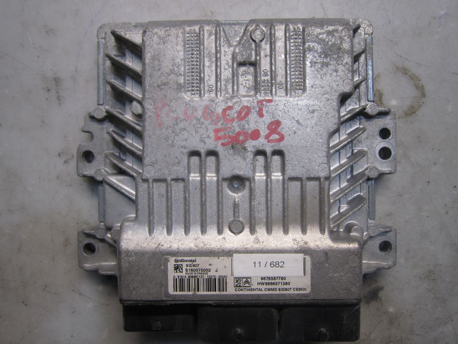 11-682 Centralina Motore Continental S180075002 J S180075002J 96765587780 HW 9666571380 SID807 CMMD SID807 CEM00 PEUGEOT Diesel 5008
