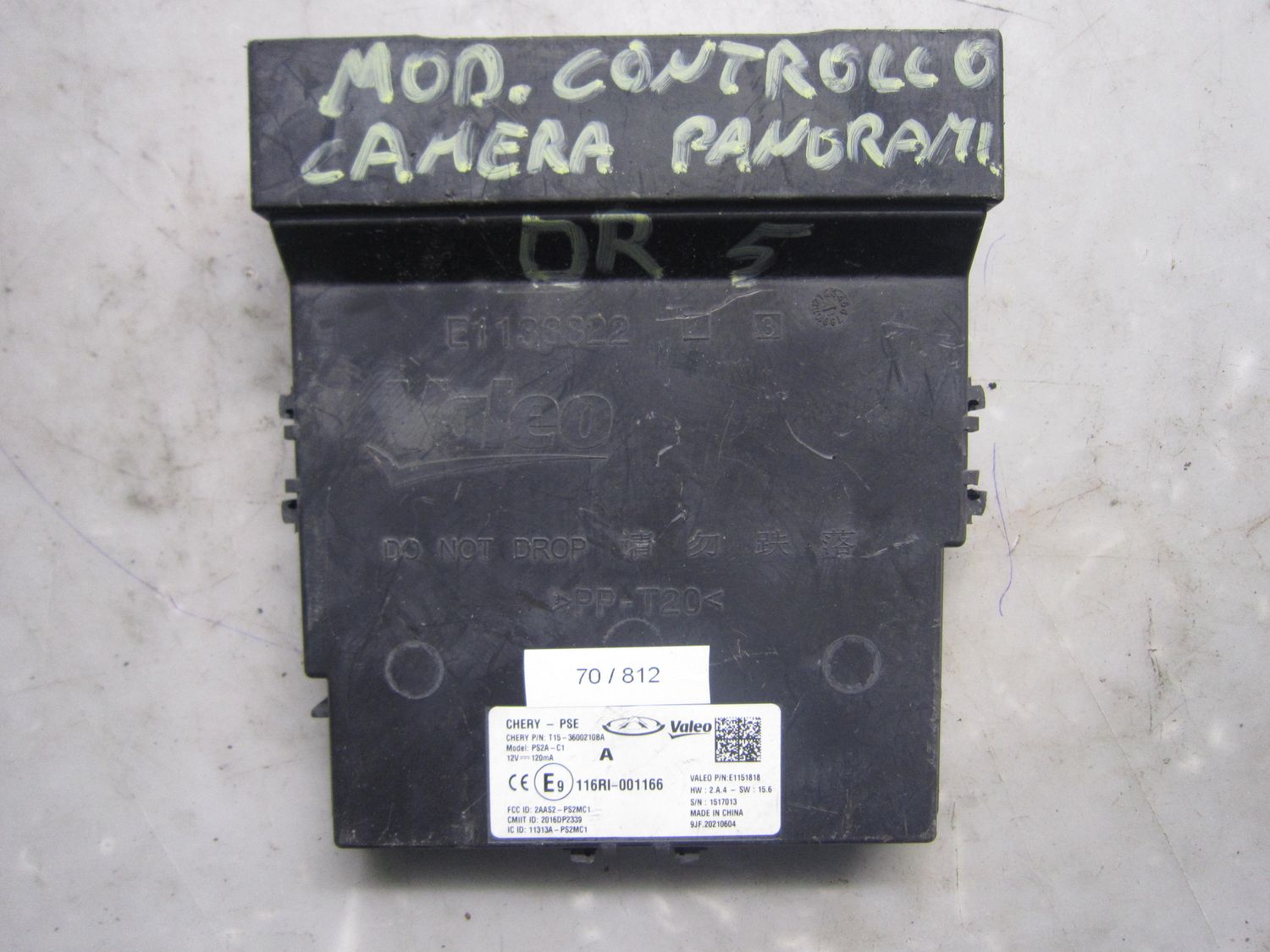 70-812 Modulo Telecamera Valeo T15-3600210BA T153600210BA PS2A-C1 2AAS2-PS2MC1 HW: 2.A.4 SW: 15.6 DR  5