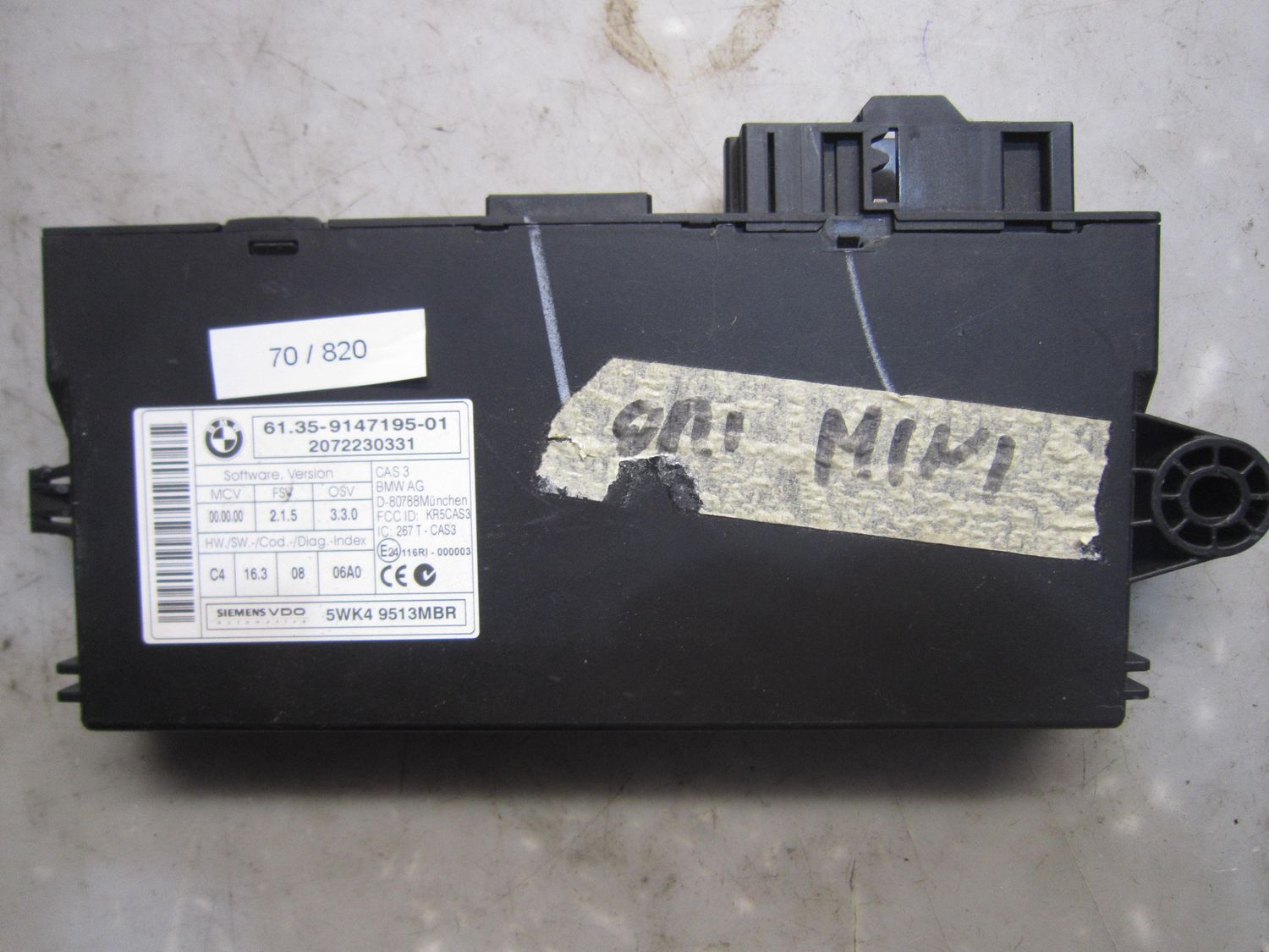 70-820 Centralina Modulo Confort Siemens 5WK4 9513MBR 5WK49513MBR 61.35-9147195-01 CAS 3 2072230331  BMW  Serie 3