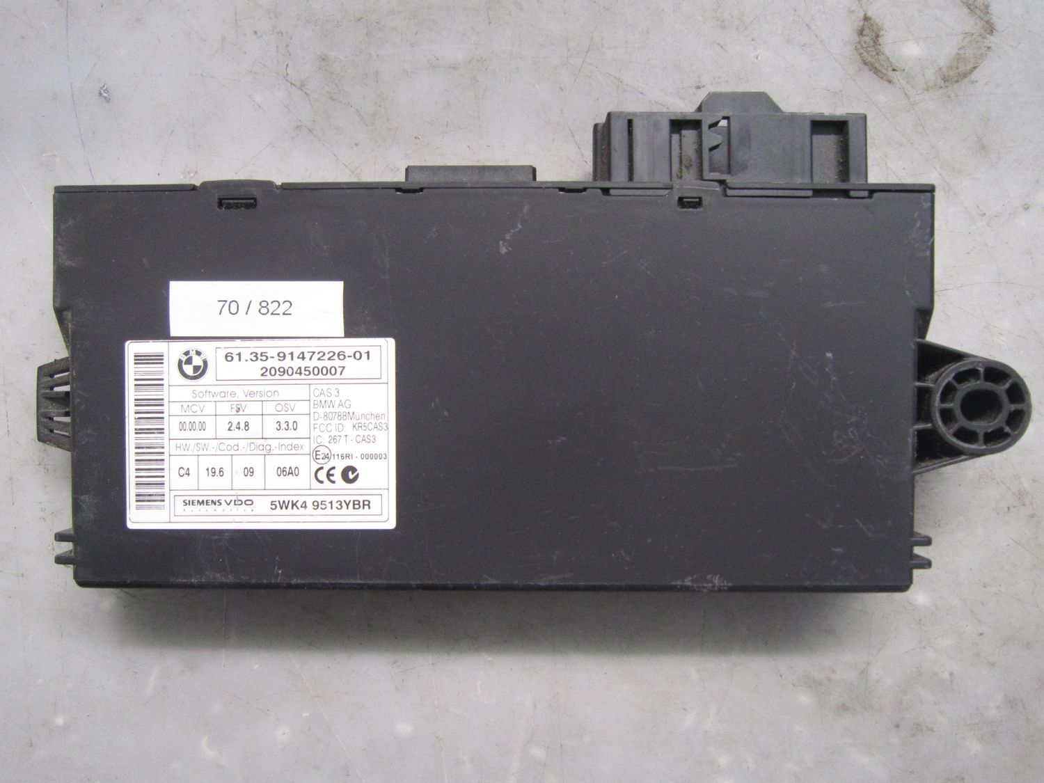 70-822 Centralina Modulo Confort Siemens 5WK4 9513YBR 5WK49513YBR 61.35-9147226-01 CAS 3 2090450007  BMW  Serie 3