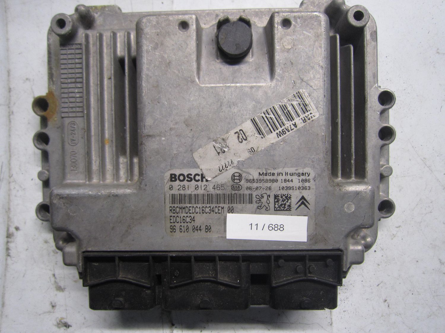 11-688 Centralina Motore Bosch 0 281 012 465 0281012465 96 610 044 80 1039S10363 EDC16C34  PEUGEOT Diesel 207