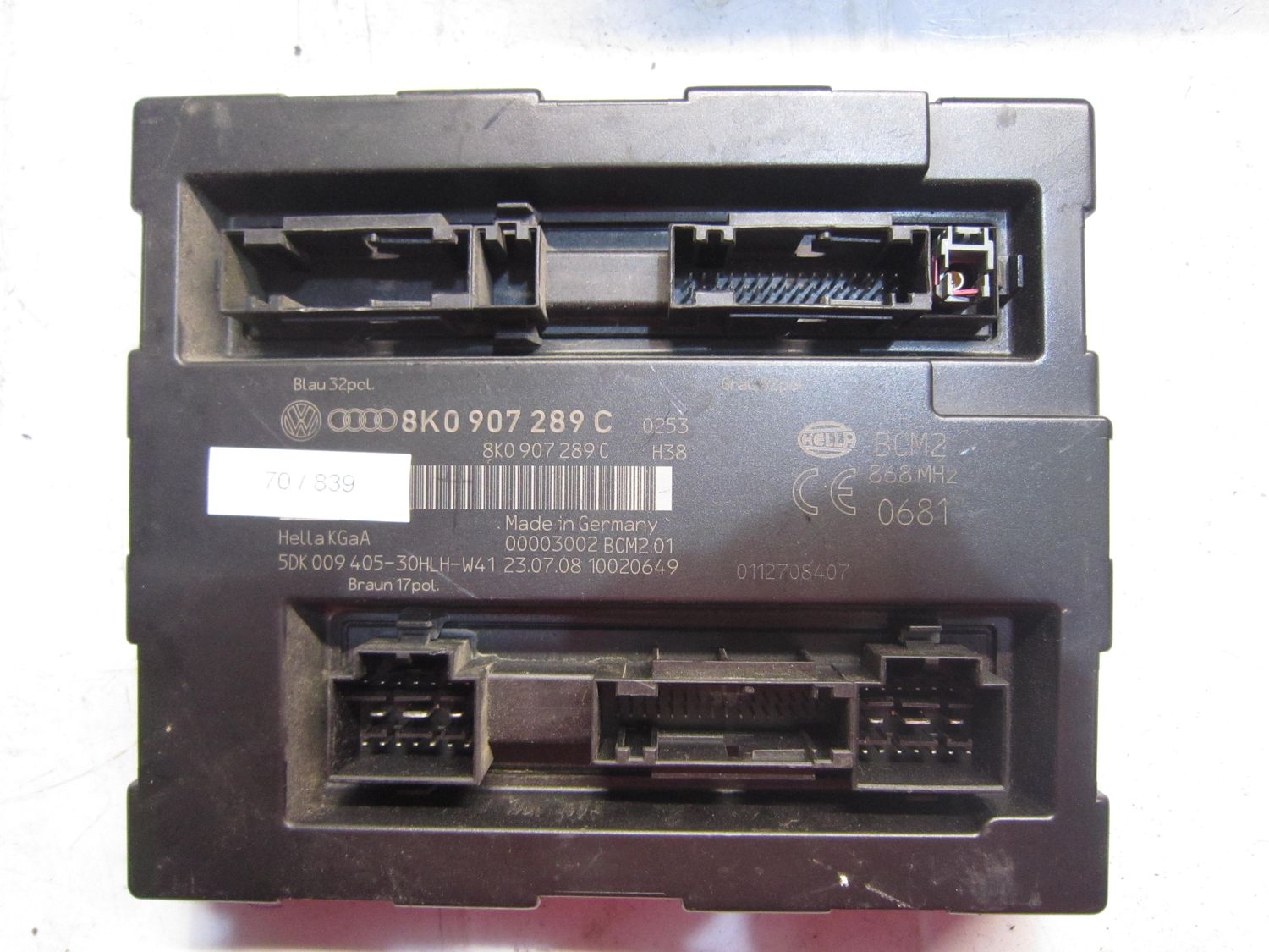 70-839 Centralina Modulo Confort Hella Kg 8K0 907 289 C 8K0907289C 5DK 009 405-30HLH-W41 BCM2.01   AUDI  VARIE