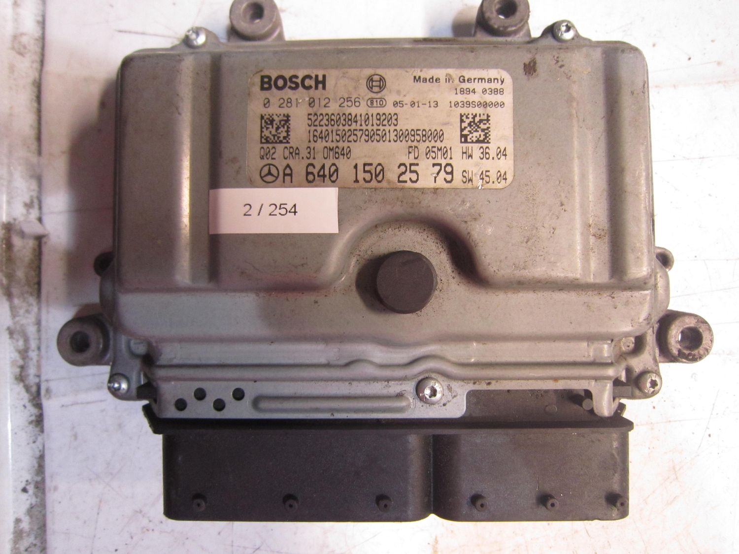 2-254 Centralina Motore Bosch 0 281 012 256 0281012256 A 640 150 25 79 1039S00000 HW: 36.04   SW: 45.04 Q02 CRA.31 MERCEDES Diesel CLASSE A