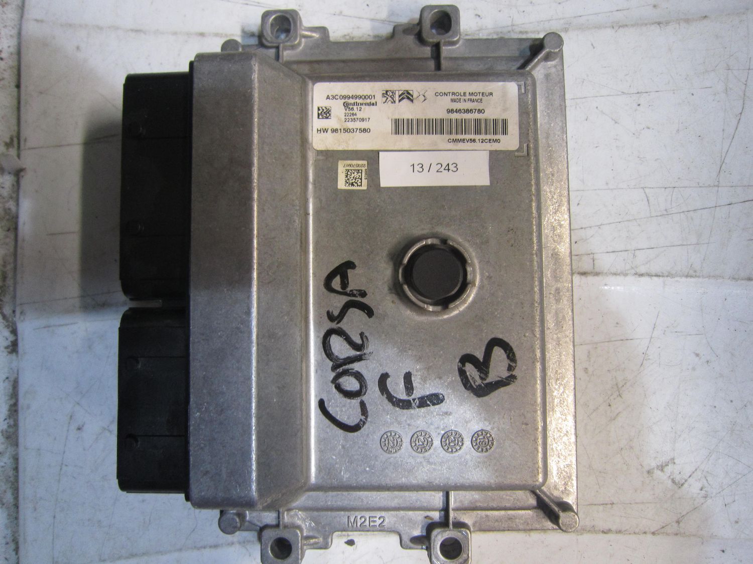 13-243 Centralina Motore Continental 9846386780   A3C0994990001 9815037580 V56.12  OPEL Benzina CORSA