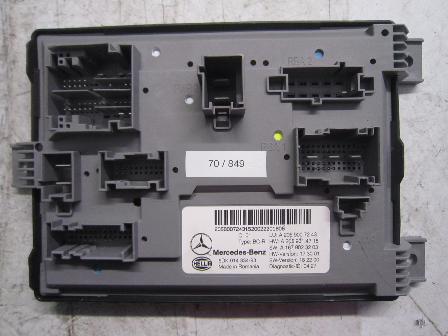 70-849 Centralina Modulo Confort Hella Kg 5DK 014 334-93 5DK01433493 A 205 900 72 43 A 205 901 47 18 A 167 902 32 03  MERCEDES  VARIE
