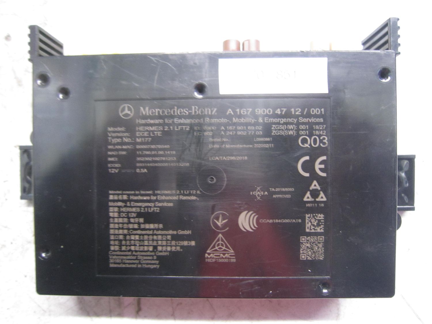 70-851 Centralina Bluetooth Mercedes A 167 900 47 12 /001 A1679004712001 Q03    MERCEDES  VARIE