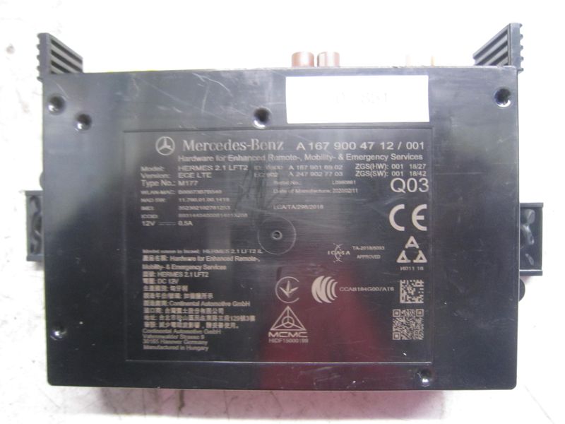 70-851 Centralina Bluetooth Mercedes A 167 900 47 12 /001 A1679004712001 Q03    MERCEDES  VARIE