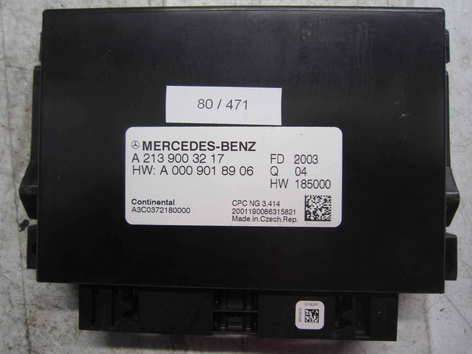 80-471 Modulo Controllo della Trasmissione Continental A 213 900 32 17 A2139003217 A 000 901 89 06 Q04 A3C0372180000  MERCEDES  VARIE
