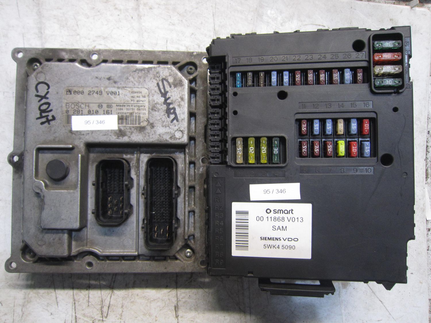 95-346 Kit Motore Smart 0 281 010 161 0281010161 000 2749 V001 5WK4 5090 00 11868 V013  SMART Diesel 450