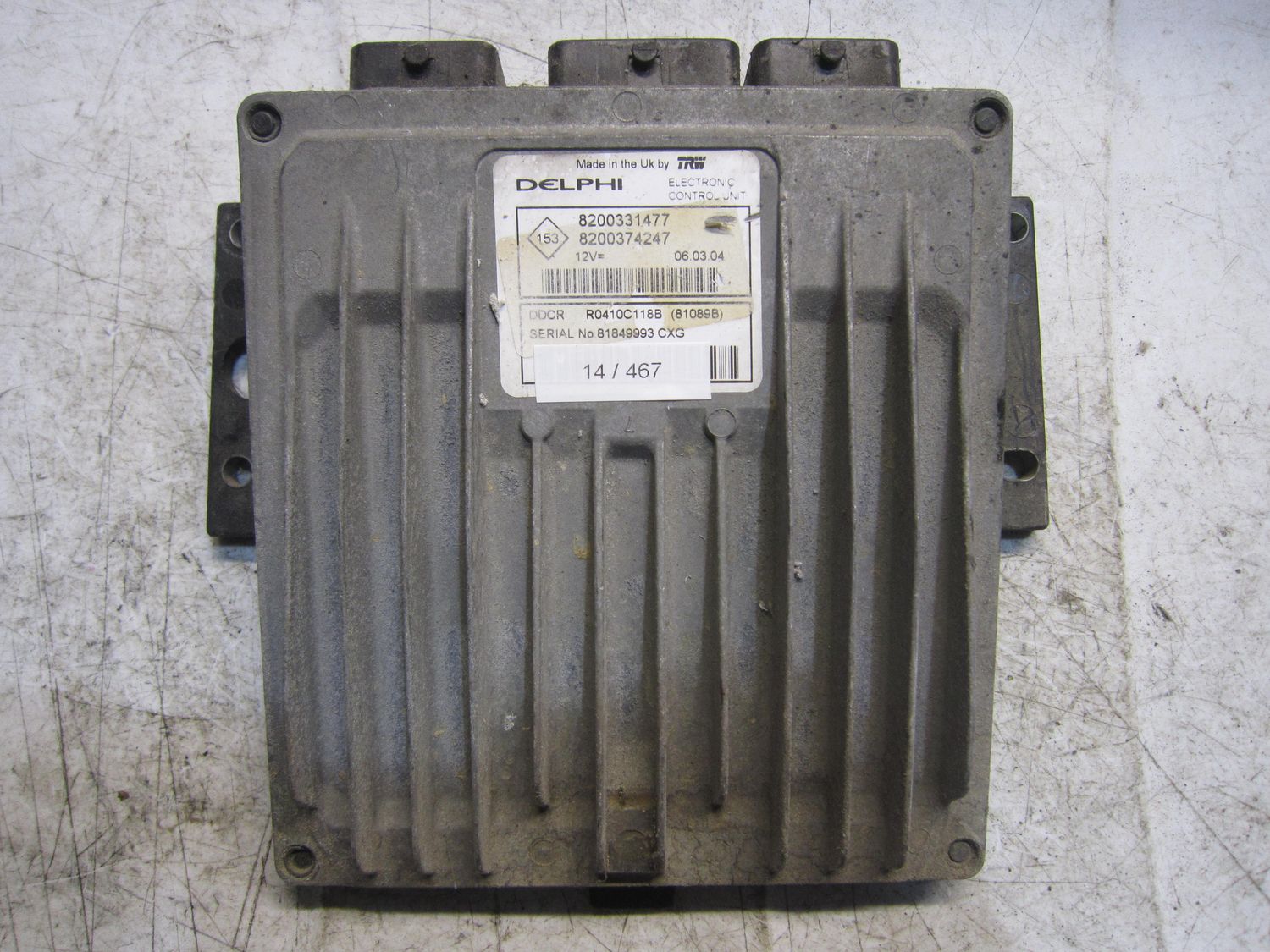 14-467 Centralina Motore Delphi R0410C118B   8200331477 8200374247   RENAULT Diesel CLIO