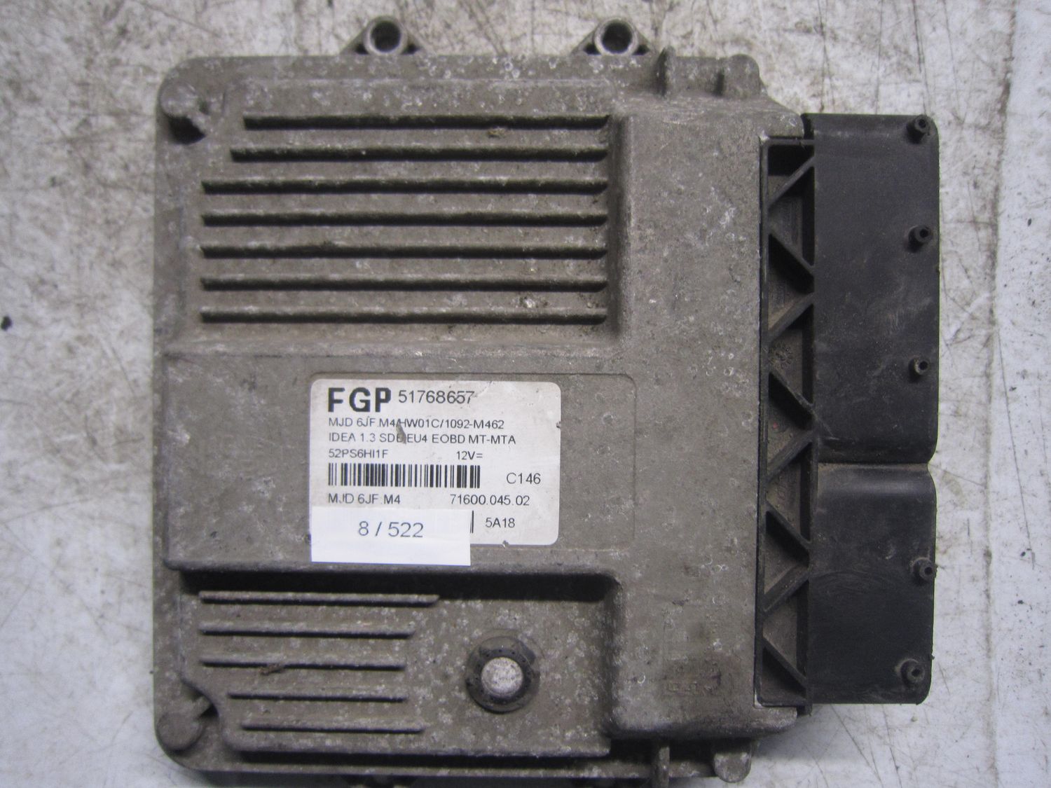 8-522 Centralina Motore Magneti Marelli 51768657 MJD 6JF.M4 MJD6JFM4 71600.045.02 HW01C/1092 ALFA ROMEO / FIAT / LANCIA Diesel VARIE