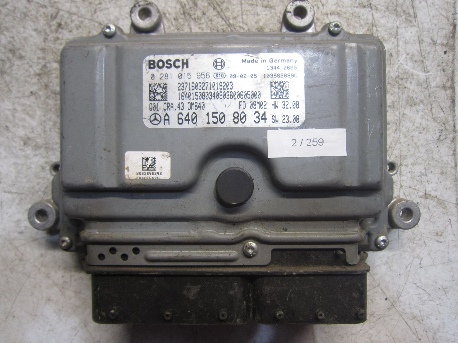 2-259 Centralina Motore Bosch 0 281 015 956 0281015956 A 640 150 80 34 1039S28896 Q01 CRA.43 OM640 HW 32.08  SW 23.08 MERCEDES Diesel Classe A