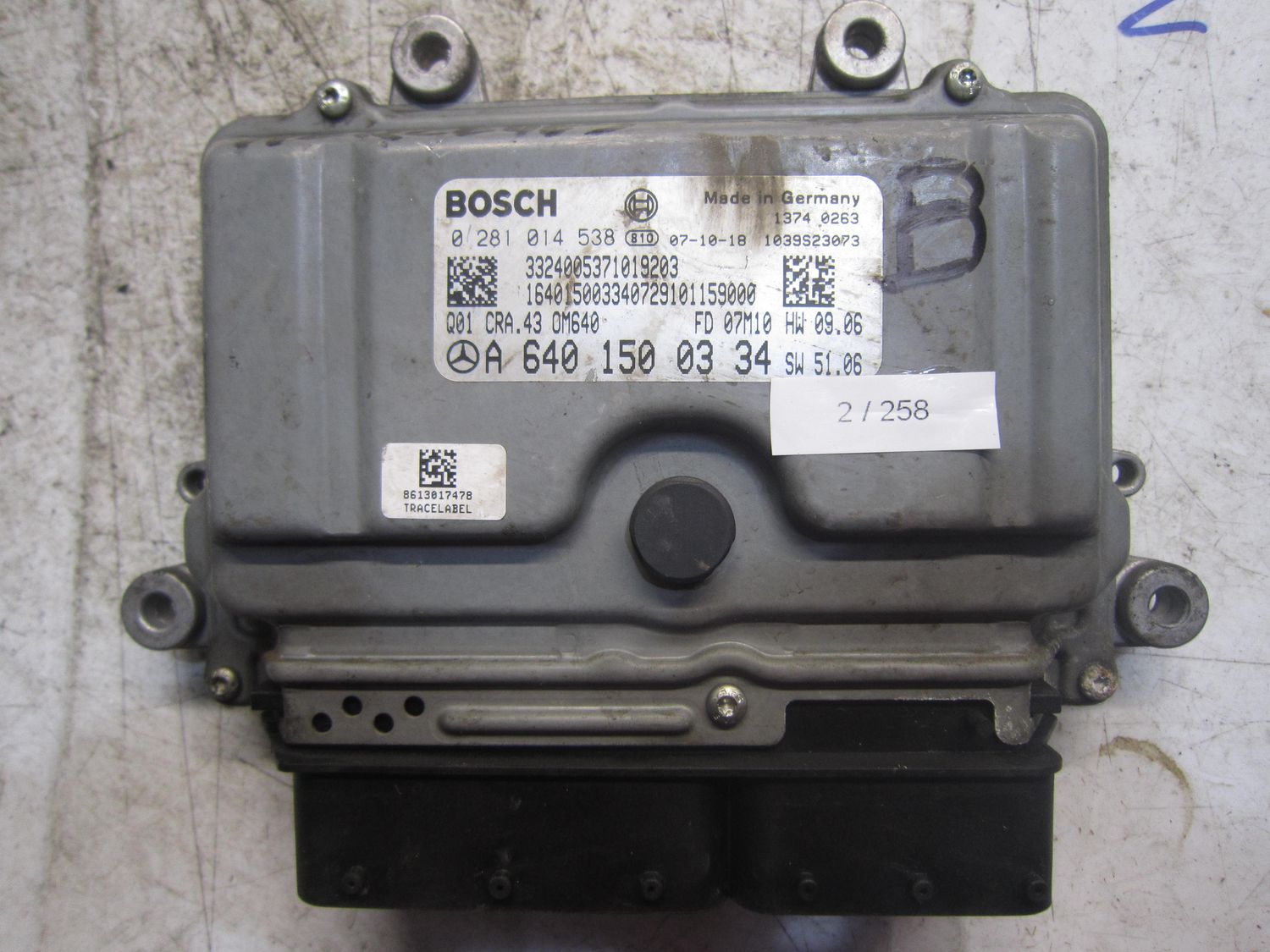 2-258 Centralina Motore Bosch 0 281 014 538 0281014538 A 640 150 03 34 1039S23073 CRA.43 OM640 Q01 MERCEDES Diesel CLASSE B