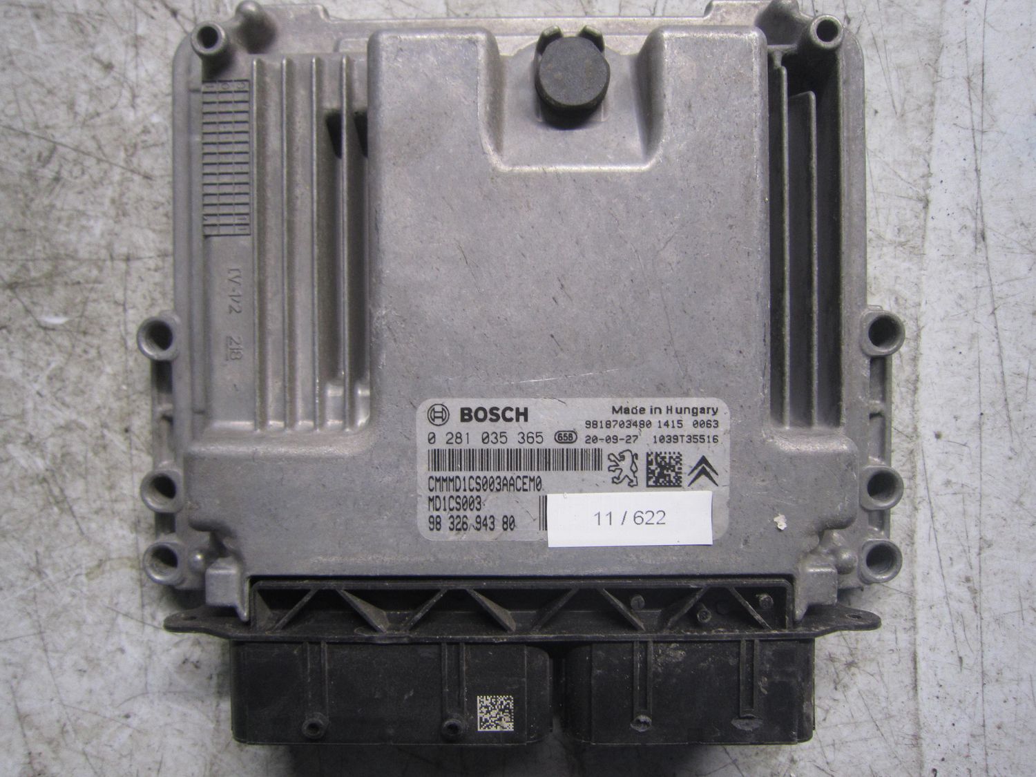11-622 Centralina Motore Bosch 0 281 035 365 0281035365 96 326 943 80 1039T35516 MD1CS003  CITROEN / PEUGEOT Diesel C 3