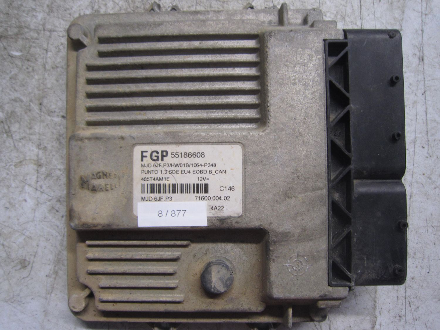 8-877 Centralina Motore Magneti Marelli 55186608   MJD 6JF.P3  71600.004.02 HW01B/1064-P348 FIAT DIESEL PUNTO