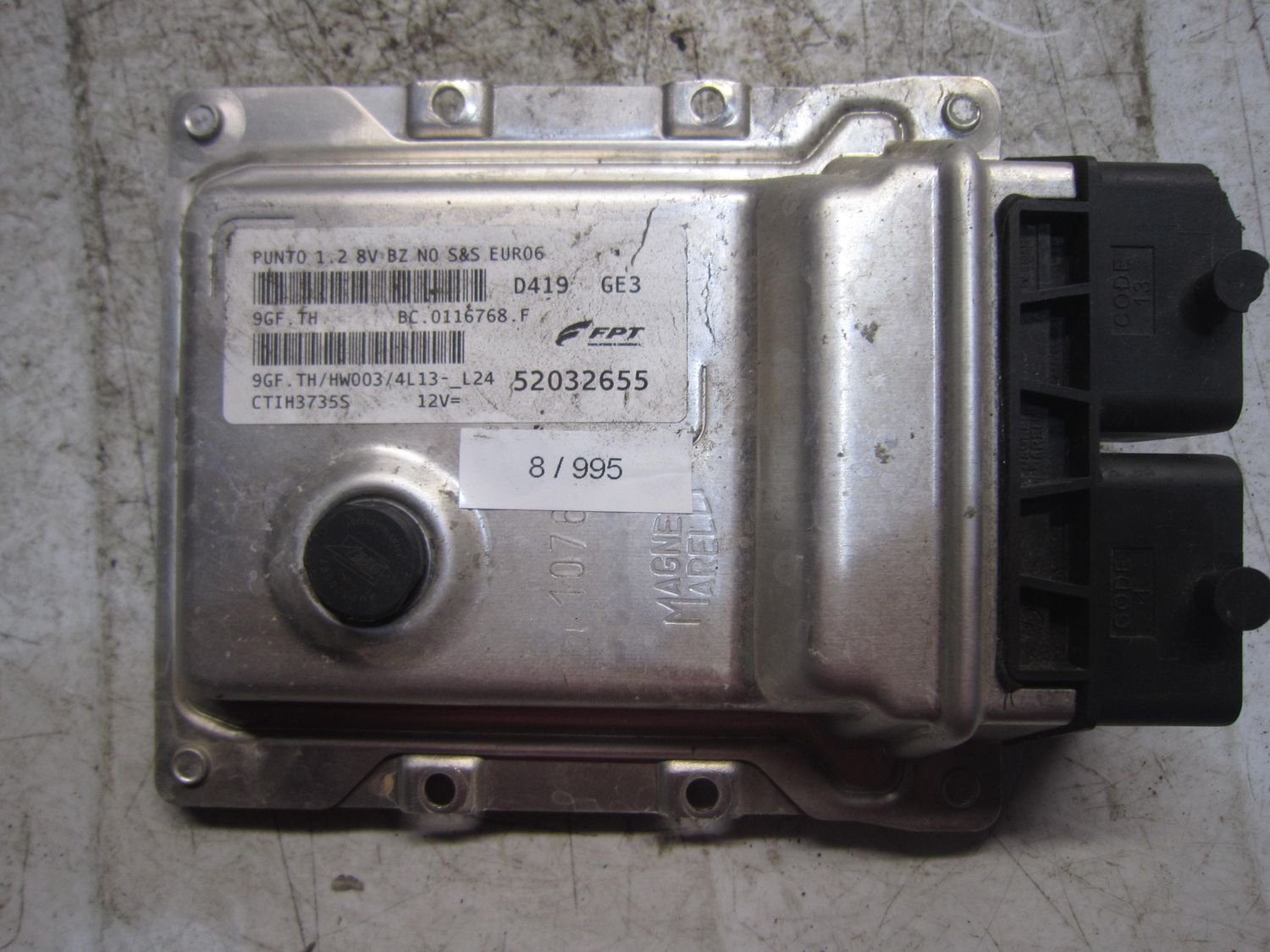 8-995 Centralina Motore Magneti Marelli 52032655   9GF.TH BC.0116768.F  HW003/4L13-L24 FIAT Benzina Panda
