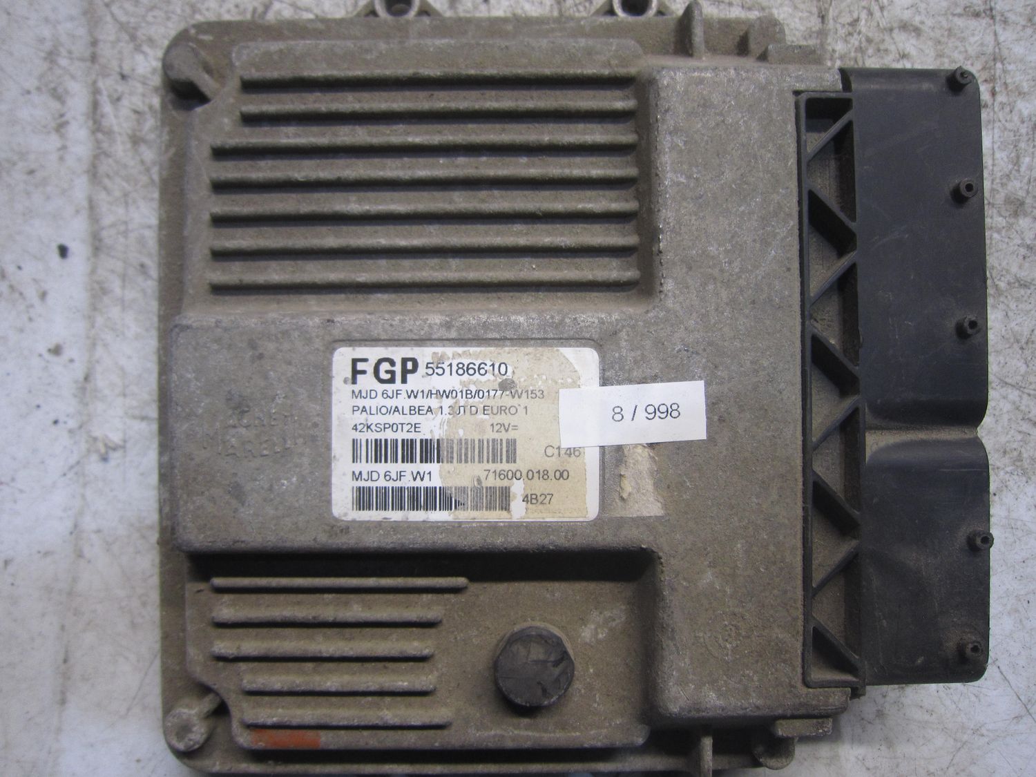 8-998 Centralina Motore Magneti Marelli 55186610   MJD 6JF.W1  71600.018.00 HW01B/0177-W153 FIAT Diesel PALIO/ALBEA