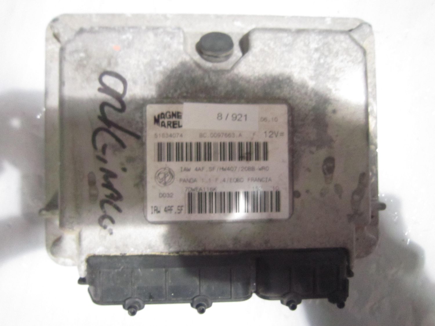 8-921 Centralina Motore Magneti Marelli IAW 4AF.SF IAW4AF.SF BC.0097663.A  51834074 HW407/20BB-WR0 FIAT BENZINA PANDA