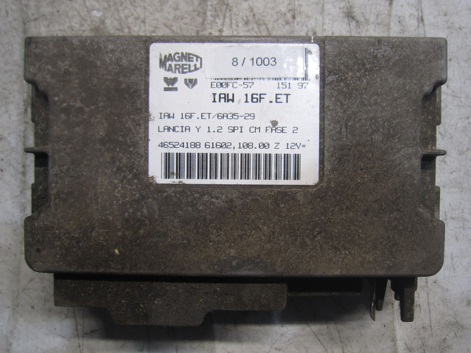 8-1003 Centralina Motore Magneti Marelli IAW 16F.ET IAW16F.ET 61602.108.00  46524188  LANCIA Benzina Ypsilon