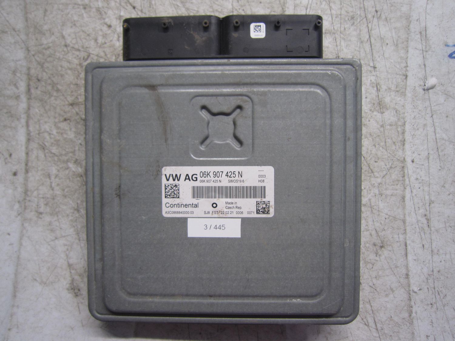 3-445 Centralina Motore Continental 06K 907 425 N 06K907425N A3C0868840000 SIMOS 19.6 H08  VOLKSWAGEN Benzina VARIE