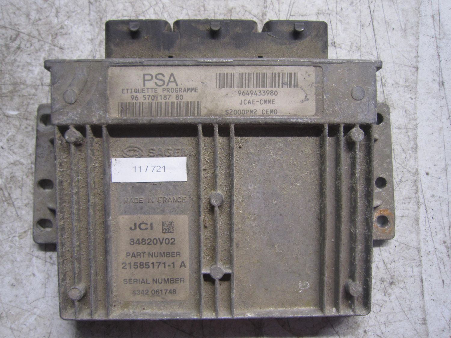 11-721 Centralina Motore Sagem 21585171-1 A 215851711A 9657018780 9649433980 84820V02 S2000PM2 CITROEN / PEUGEOT Benzina Varie