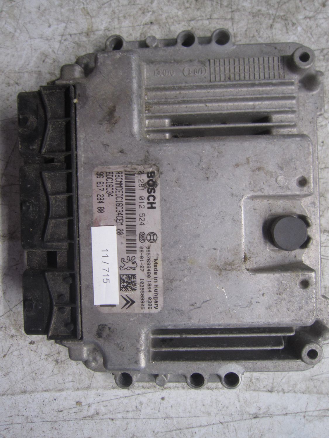 11-715 Centralina Motore Bosch 0 281 012 524 0281012524 96 617 284 80 1039S09905 EDC16C34  CITROEN Diesel C 3
