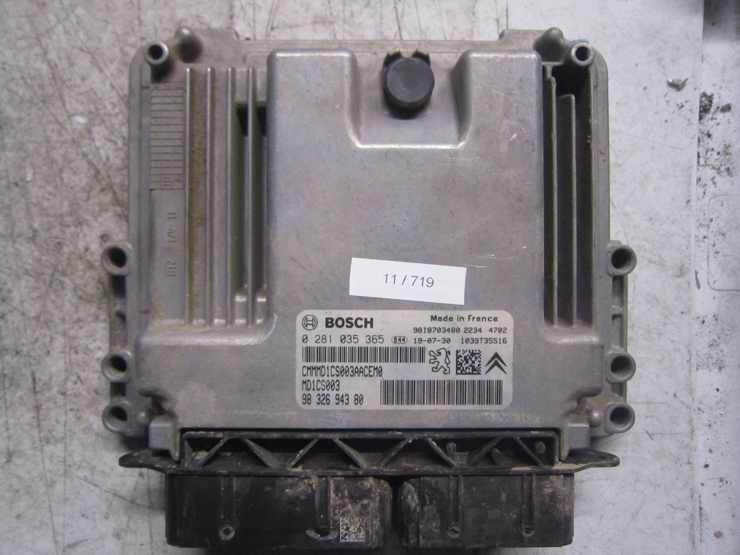 11-719 Centralina Motore Bosch 0 281 035 365 0281035365 96 326 943 80 1039T35516 MD1CS003  CITROEN Diesel C 3