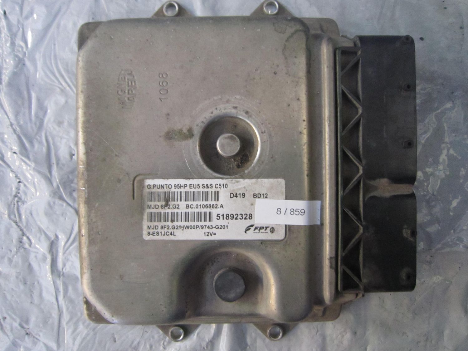8-859 Centralina Motore Magneti Marelli 51892328   MJD 8F2.G2 BC.0106862.A G. PUNTO 95HP EU5 S&S HW00P/9743-G201 ALFA ROMEO / FIAT / LANCIA DIESEL VARIE