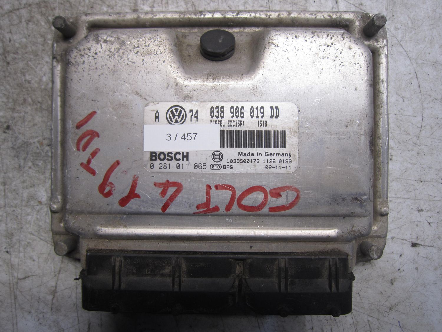 3-457 Centralina Motore Bosch 0 281 011 065 0281011065 038 906 019 DD 1039S00173 EDC15P+  VOLKSWAGEN Diesel VARIE