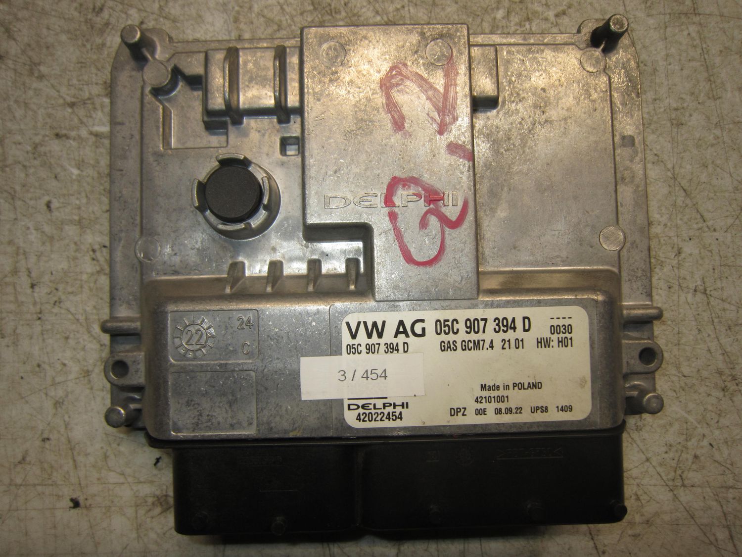 3-454 Centralina Motore Delphi 42022454   05C 907 394 D GAS GCM7.4 21 01 HW: H01  VOLKSWAGEN Benzina T-CROSS
