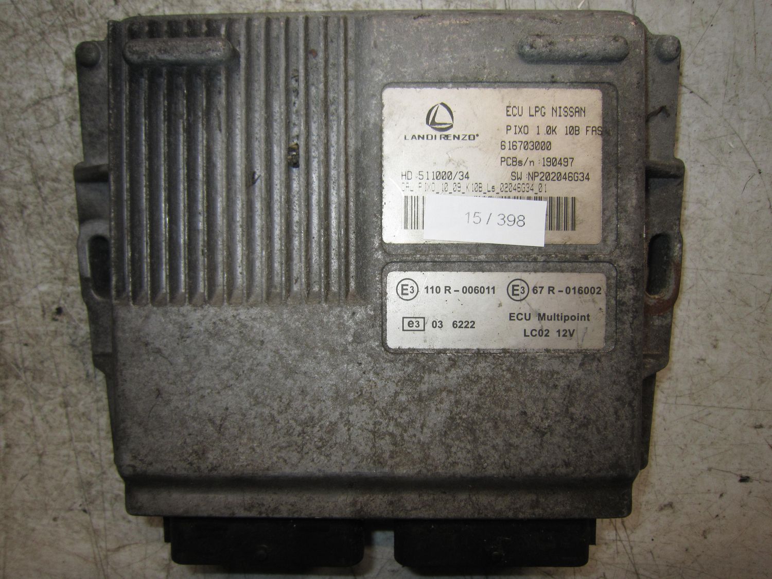 15-398 Centralina Gas Gpl Landi Renzo 616703000   PIXO 1 OK 10B FAS HD 511000/34 SW NP202046G34  NISSAN Benzina / Gpl PIXO