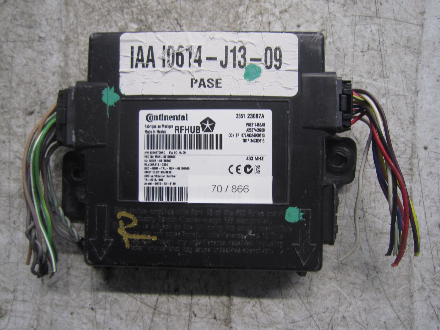 70-866 Modulo Chiusura Centralizzata Continental RFHUB   P68217463AB A2C87409200   CHRYSLER  VOYAGER