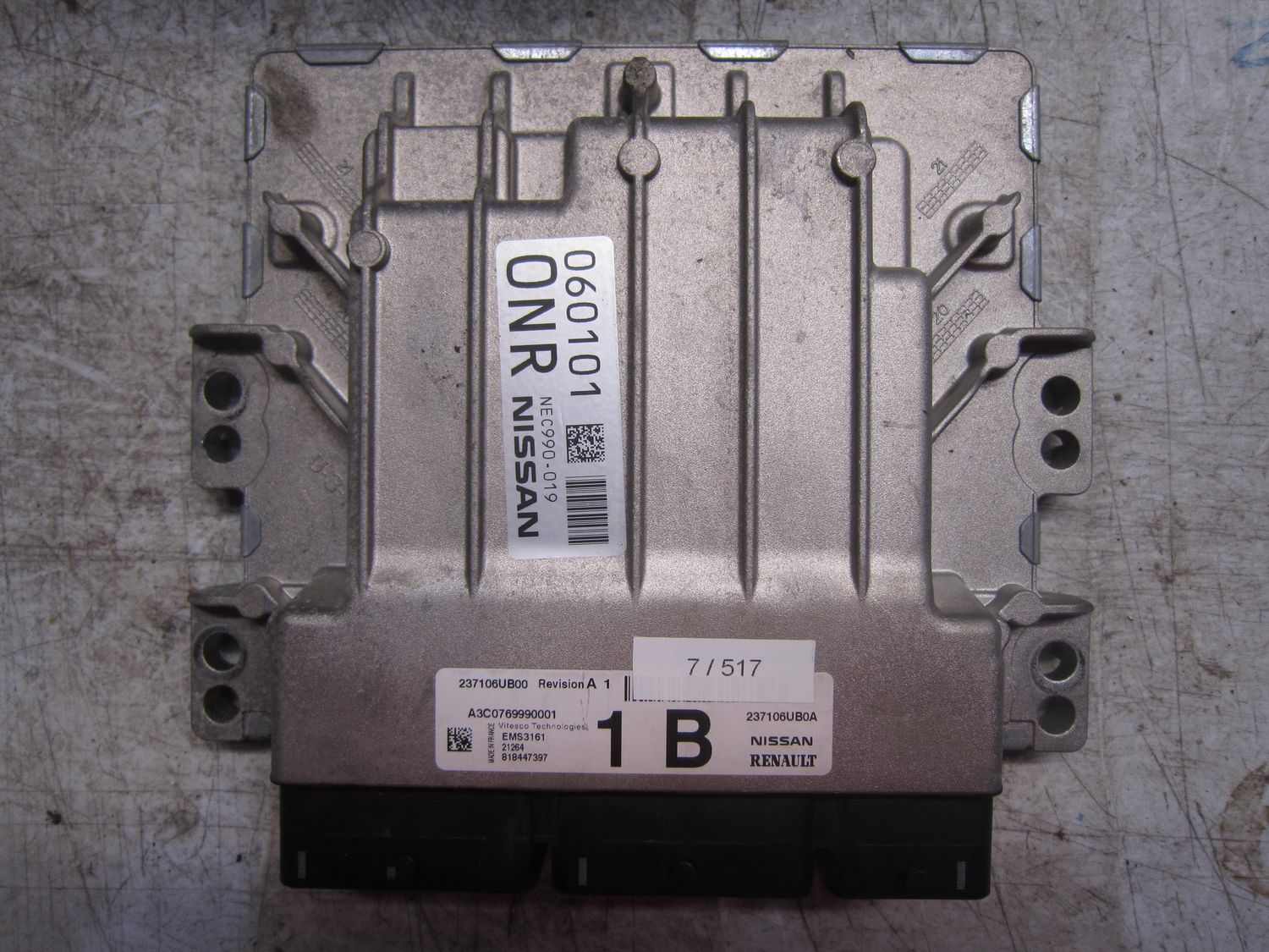 7-517 Centralina Motore Nissan 237106UB00   A3C0769990001 NEC990-019 EMS3161  NISSAN Elettrica / Benzina QASHQAI