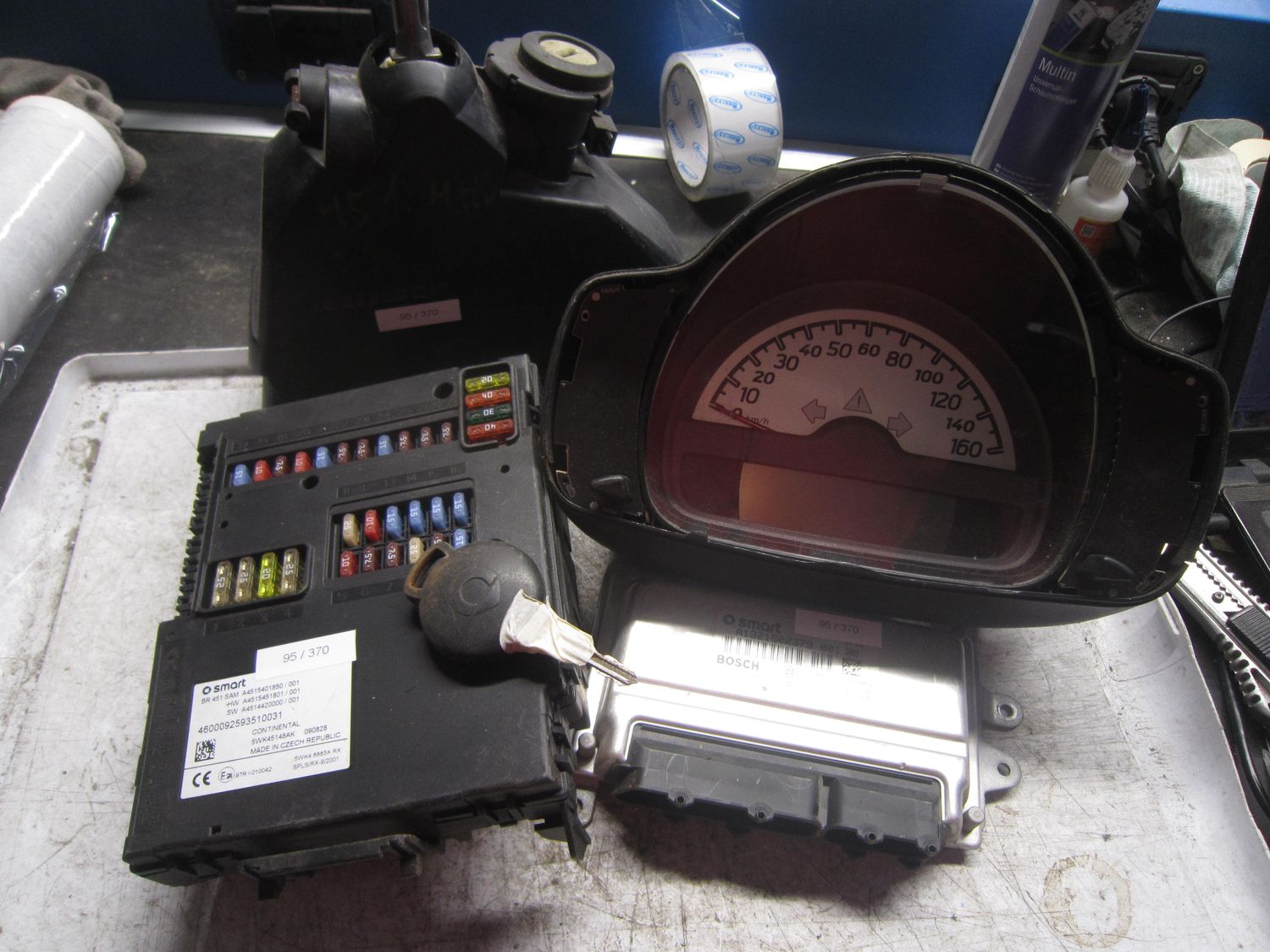 95-370 Kit Motore Smart  0 261 S04 778 0261S04778   5WK45148AK A4519000100/001  A4522600009  ZGS001  Q02  A4518201597/003   +  CHIAVE SMART Benzina 451