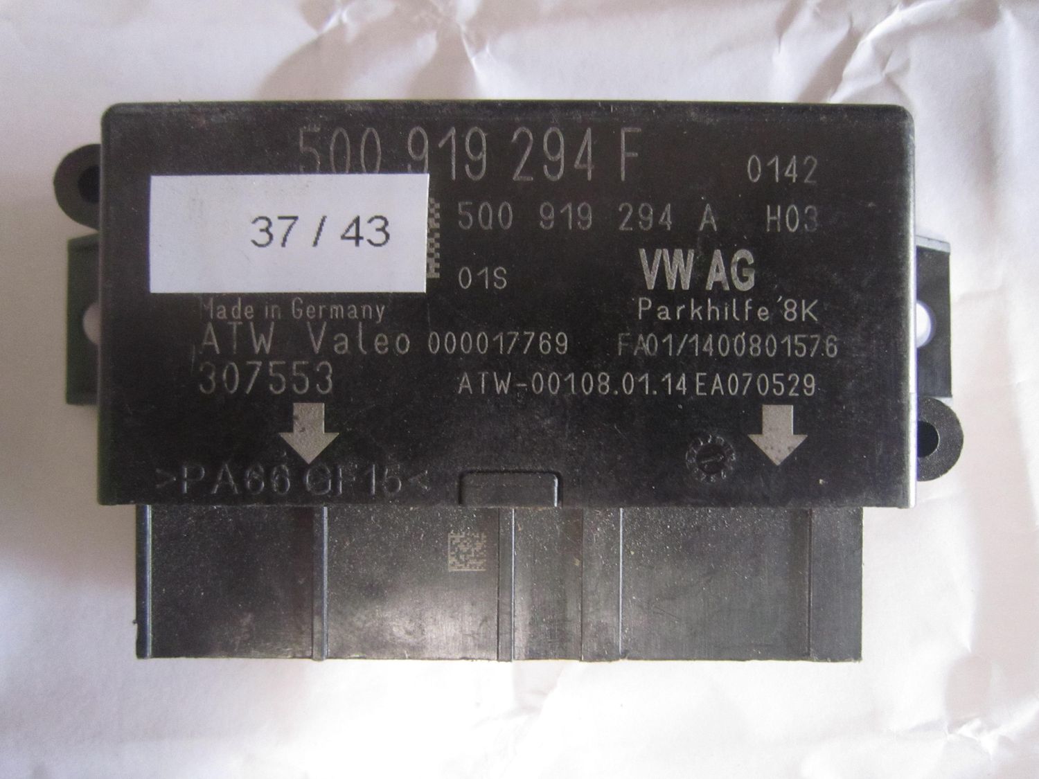 37-43 Centralina Sensori Parcheggio Valeo 5Q0 919 294 F 5Q0919294F 5Q0 919 294 A 5Q0919294A 000017769 307553 VOLKSWAGEN GOLF