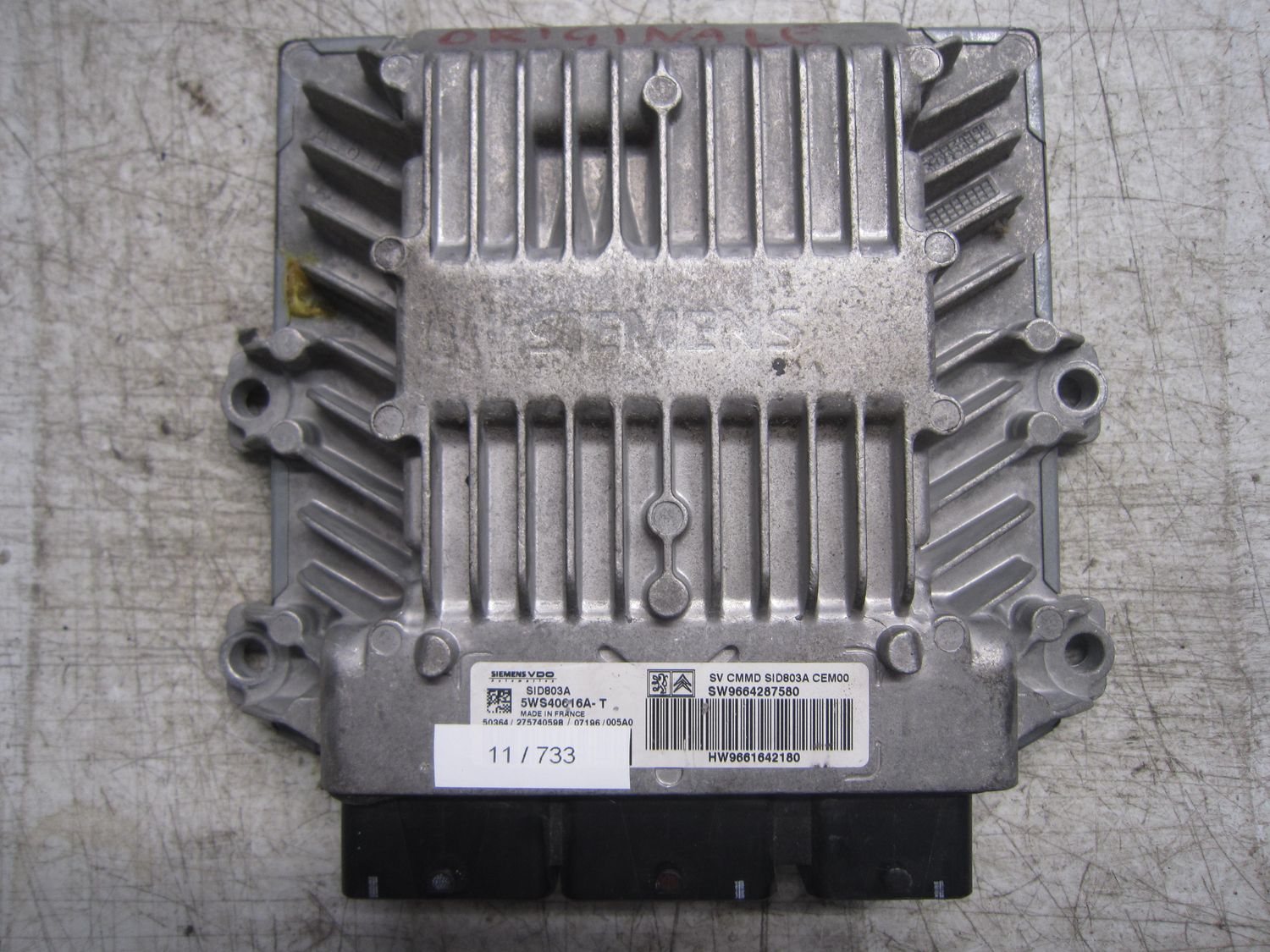 11-733 Centralina Motore Siemens 5WS40616A-T  5WS40616AT SW9664287580  HW9661642180  SID 803A  HW9661642180  CITROEN / PEUGEOT Diesel Varie