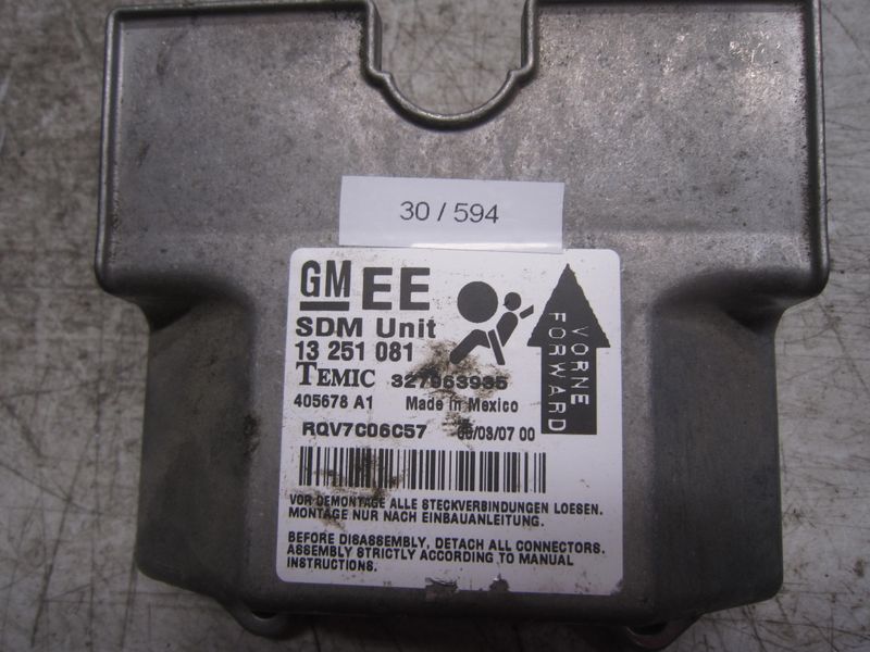 30-594 Centralina Airbag Gm 13 251 081 13251081 327963935 405678 A1   OPEL  Astra