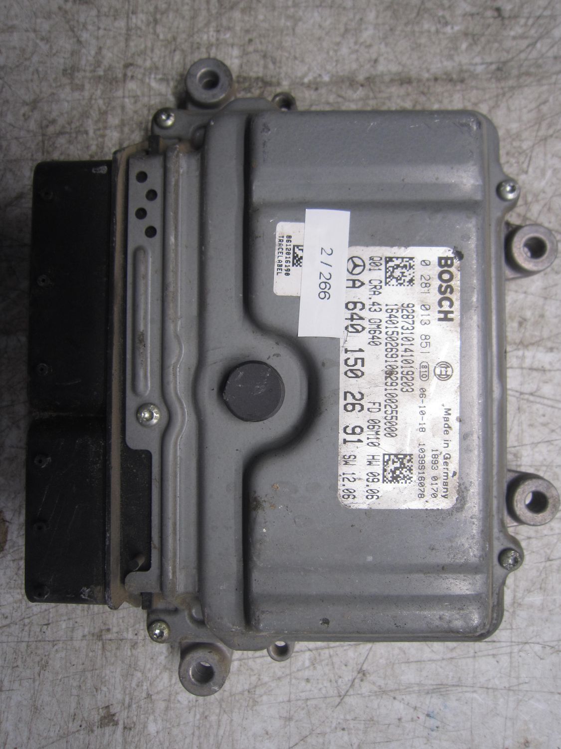 2-266 Centralina Motore Bosch 0 281 013 851 0281013851 A 640 150 26 91 1039S16078 CRA.43 OM640 FD 06M10 HW 09.06  SW 12.06 MERCEDES Diesel CLASSE B