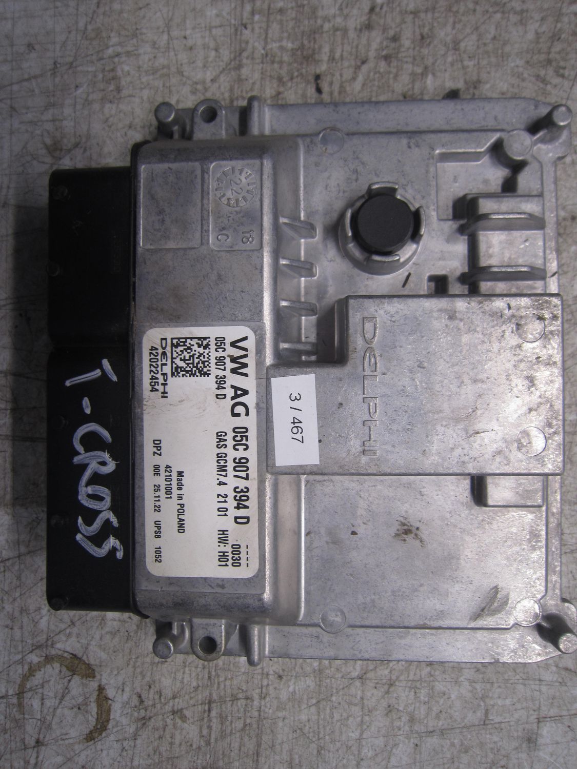 3-467 Centralina Motore Delphi 42022454   05C 907 394 D GAS GCM7.4 21 01 HW: H01  VOLKSWAGEN Benzina T-CROSS