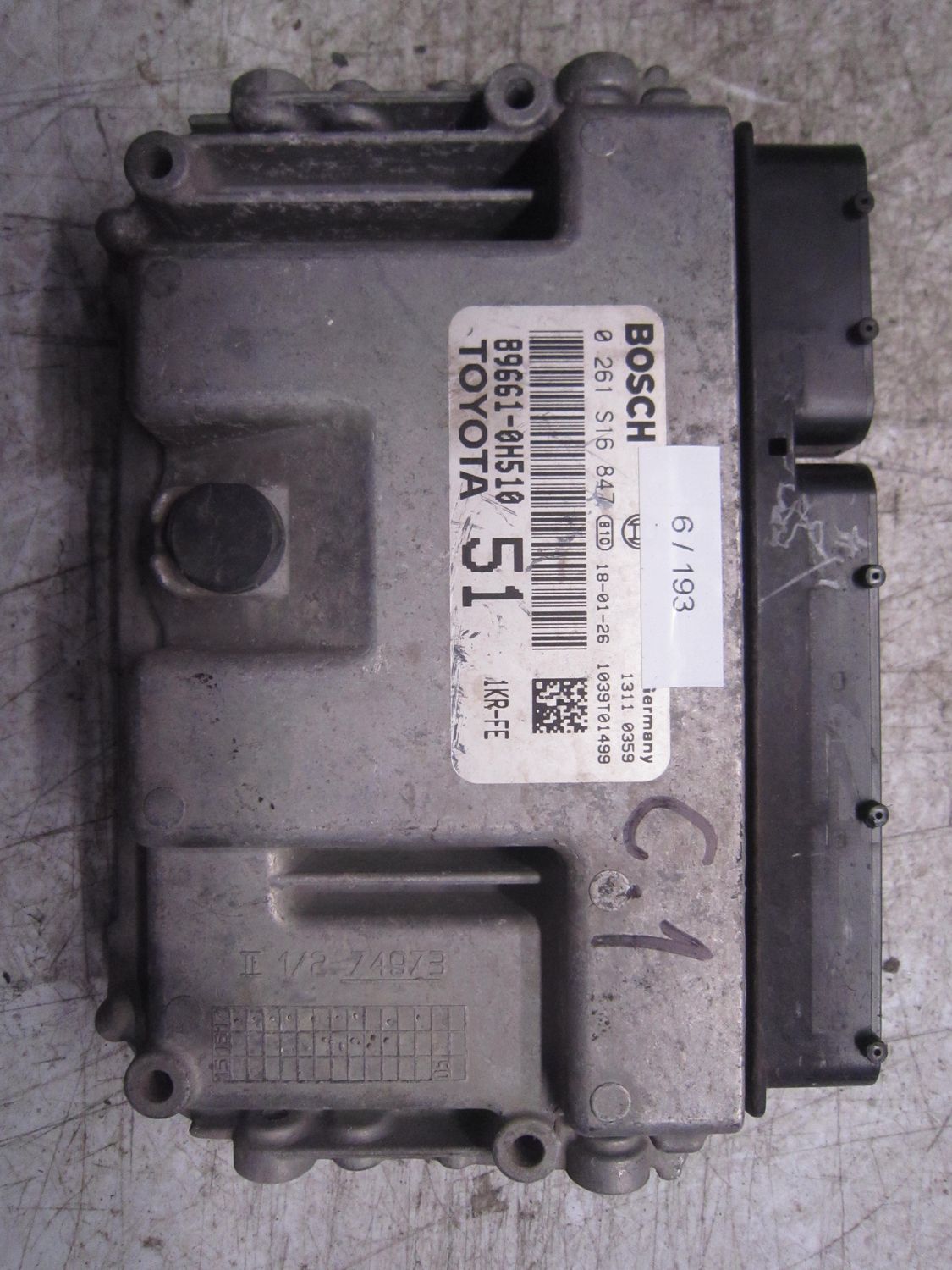 6-193 Centralina Motore Bosch 0 261 S16 847 0261S16847 89661-0H510 1039T01499 51 1KR-FE TOYOTA Benzina AYGO