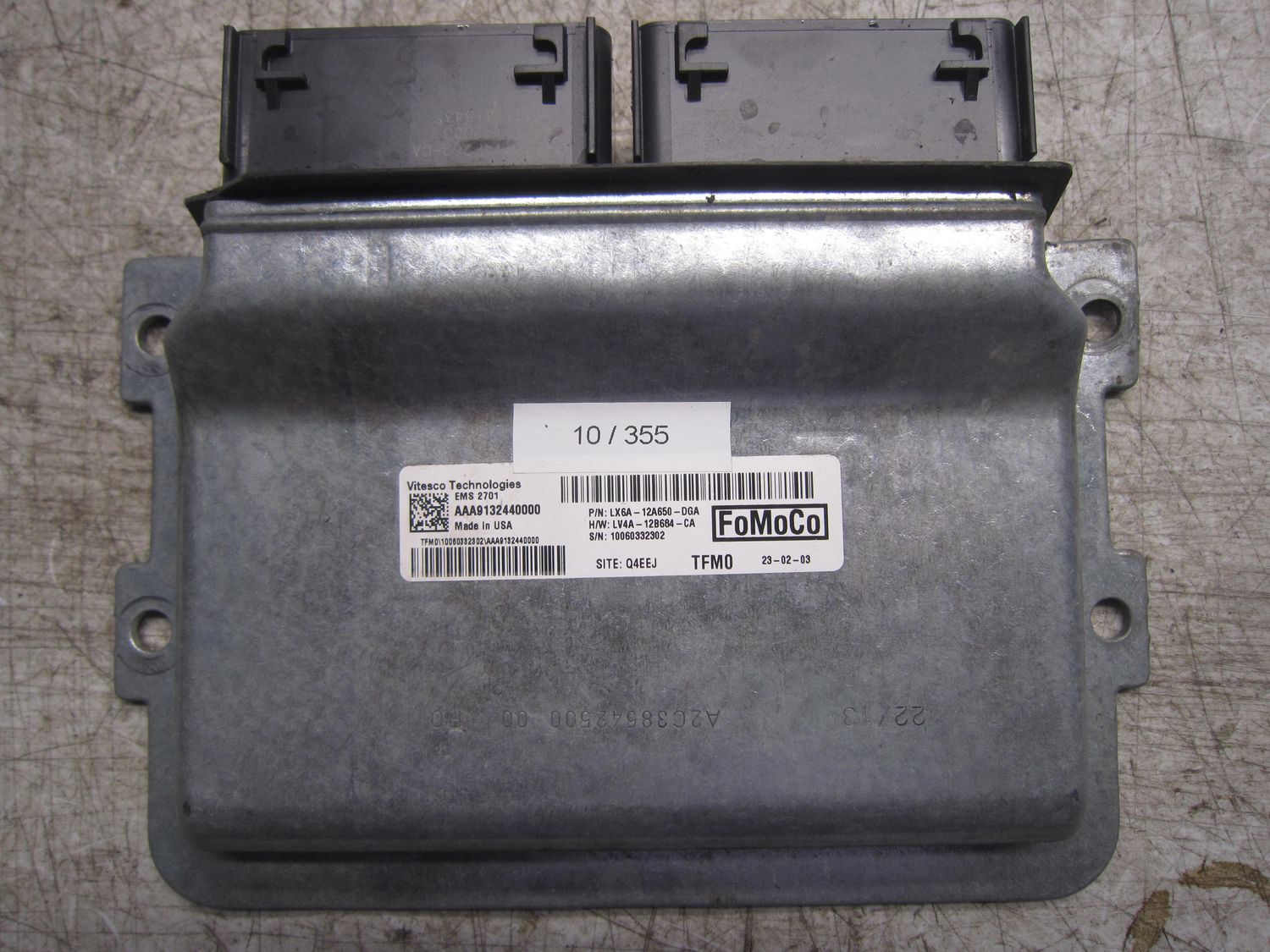 10-355 Centralina Motore Fomoco LX6A-12A650-DGA  LX6A12A650DGA AAA9132440000   LV4A-12B684-CA   EMS2701   FORD  Benzina  KUGA