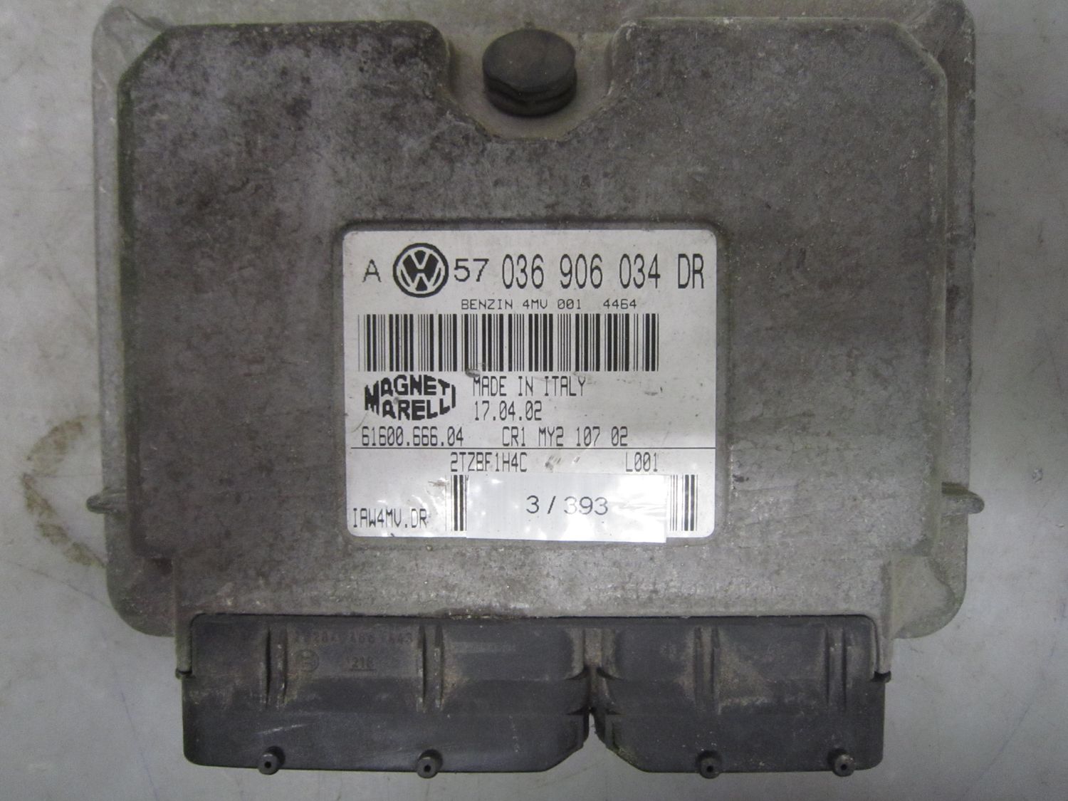3-393 Centralina Motore Magneti Marelli IAW 4MV.DR IAW4MV.DR 61600.666.04  036 906 034 DR CR1 MY2 322 02 VOLKSWAGEN Benzina Varie