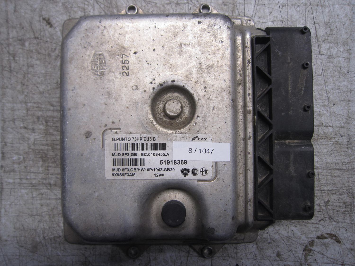 8-1047 Centralina Motore Magneti Marelli 51918369   MJD 8F3.GB BC.0108455.A G. PUNTO 75HP EU5 B HW10P/2345-GB30 FIAT Diesel Punto