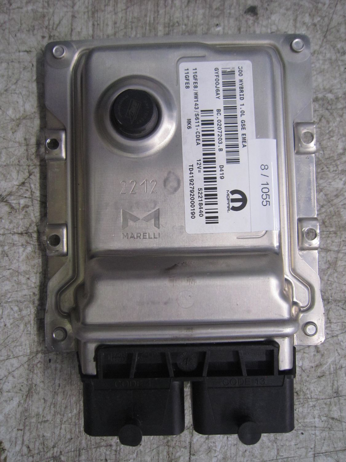 8-1055 Centralina Motore Mopar 52218440   BC.0207203.B 11GFE8 HW143/S611-CDEA 500 hybrid 1.0L gse emea FIAT Elettrica / Benzina 500