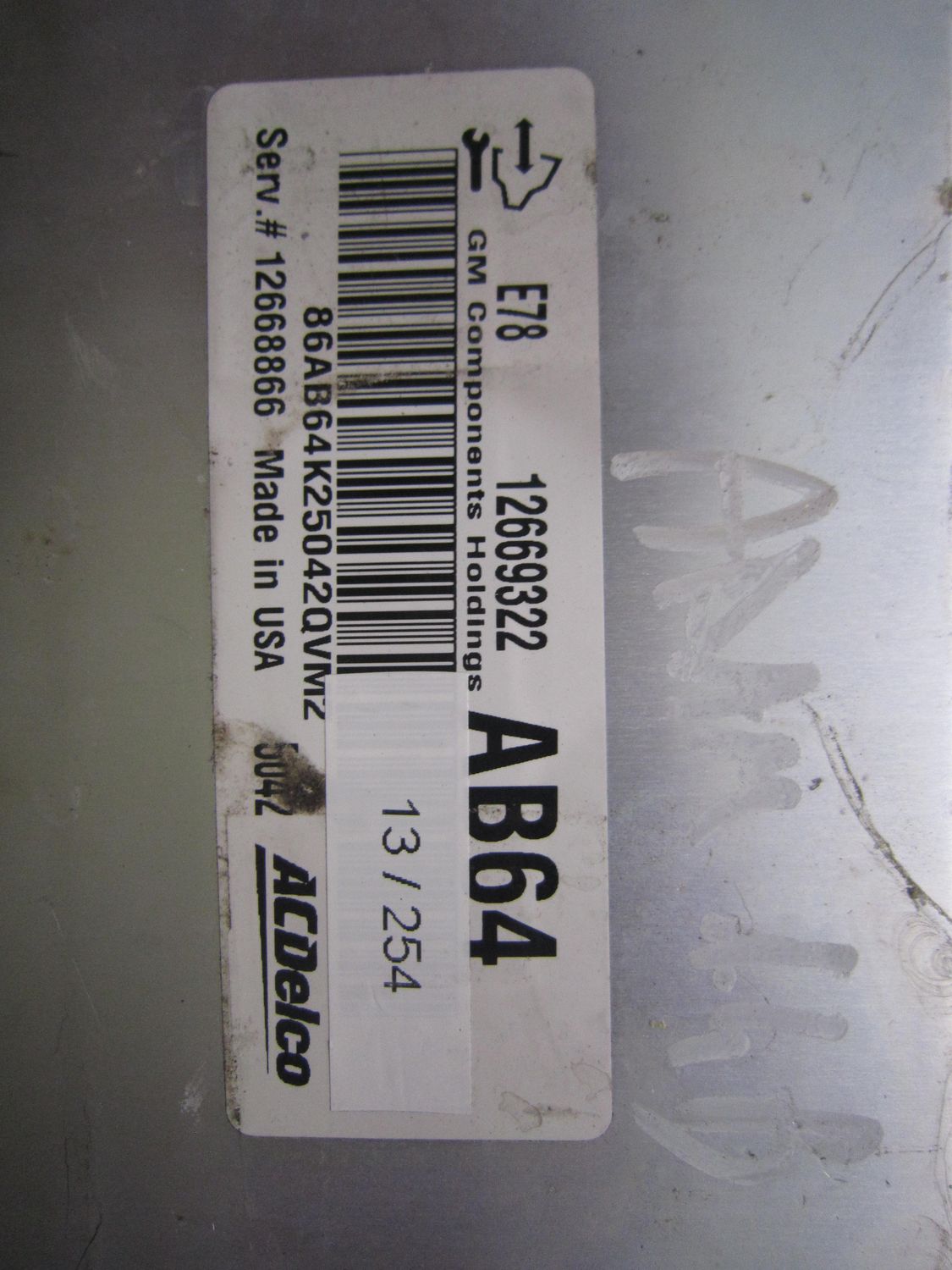 13-254 Centralina Motore Acdelco 12669322   12668866 AB64  E78 OPEL Benzina Corsa
