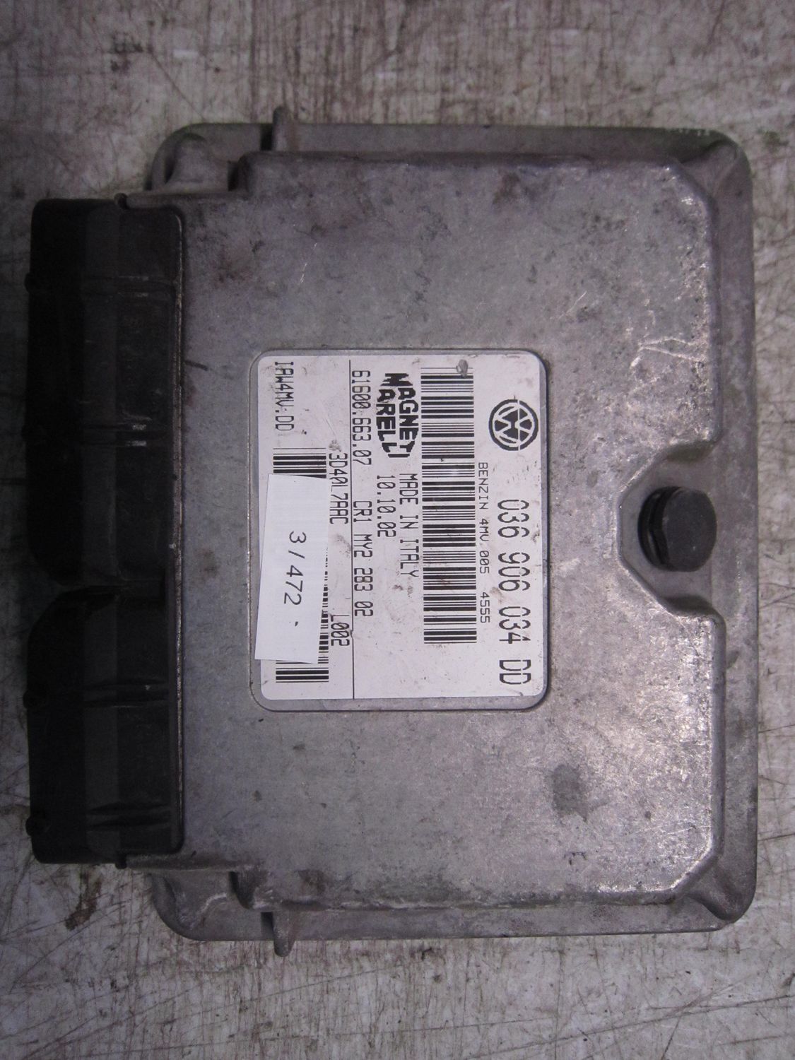 3-472 Centralina Motore Magneti Marelli IAW 4MV.DD IAW4MV.DD 61600.663.07   036 906 034 DD CR1 MY2 127 02 VOLKSWAGEN Benzina Varie