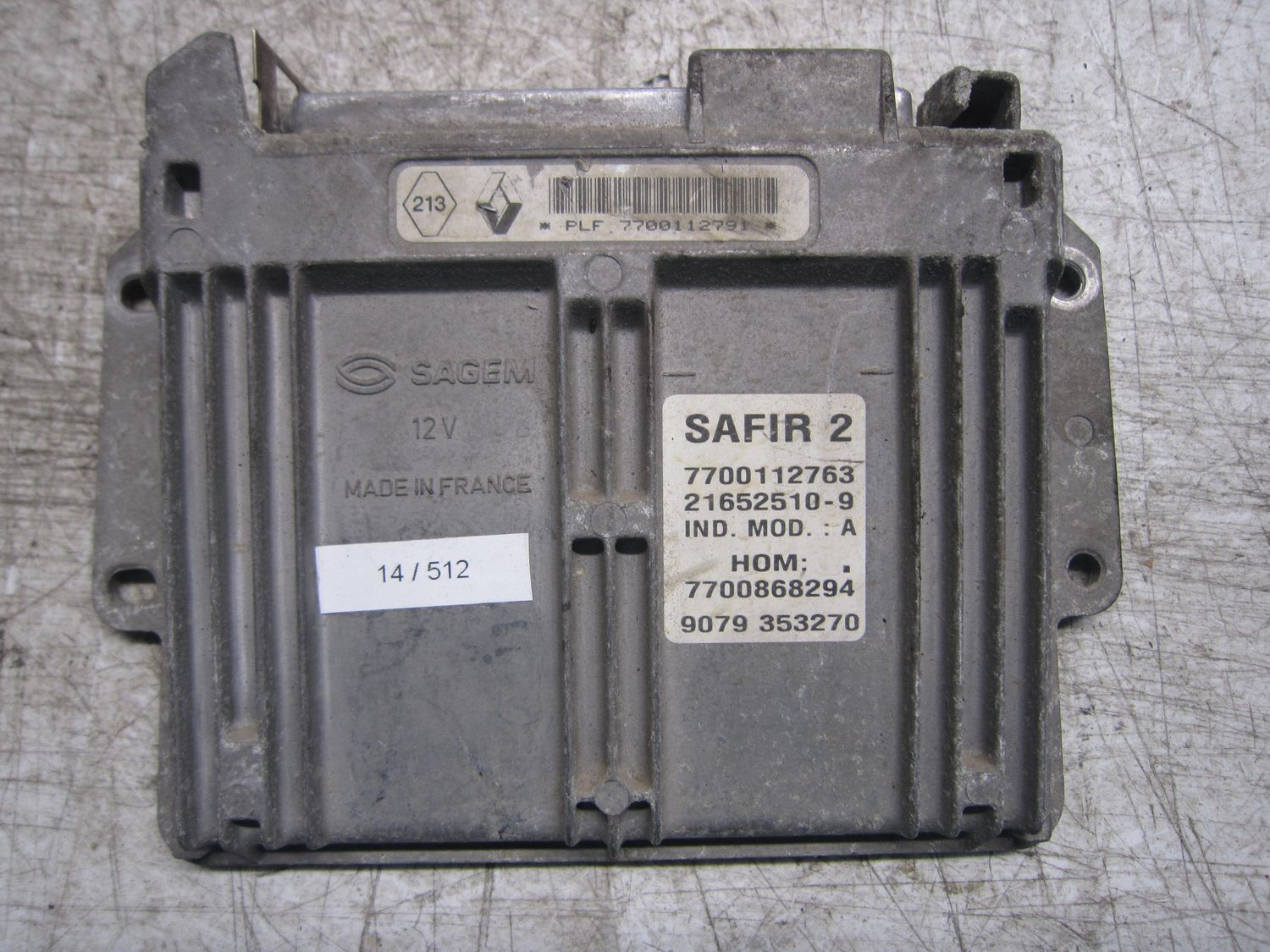 14-512 Centralina Motore Sagem SAFIR 2 SAFIR2 770112763 21652510-9 7700868294   RENAULT Benzina Clio
