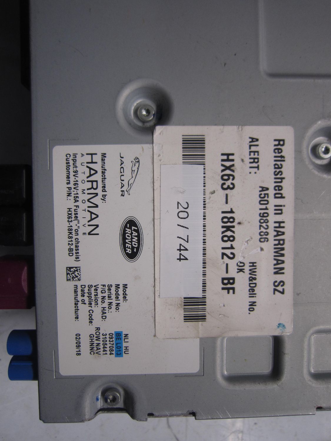 20-744 Autoradio Harman HX63-18K812-BF HX6318K812BF BE L013 NLI HU   LAND ROVER  Discovery