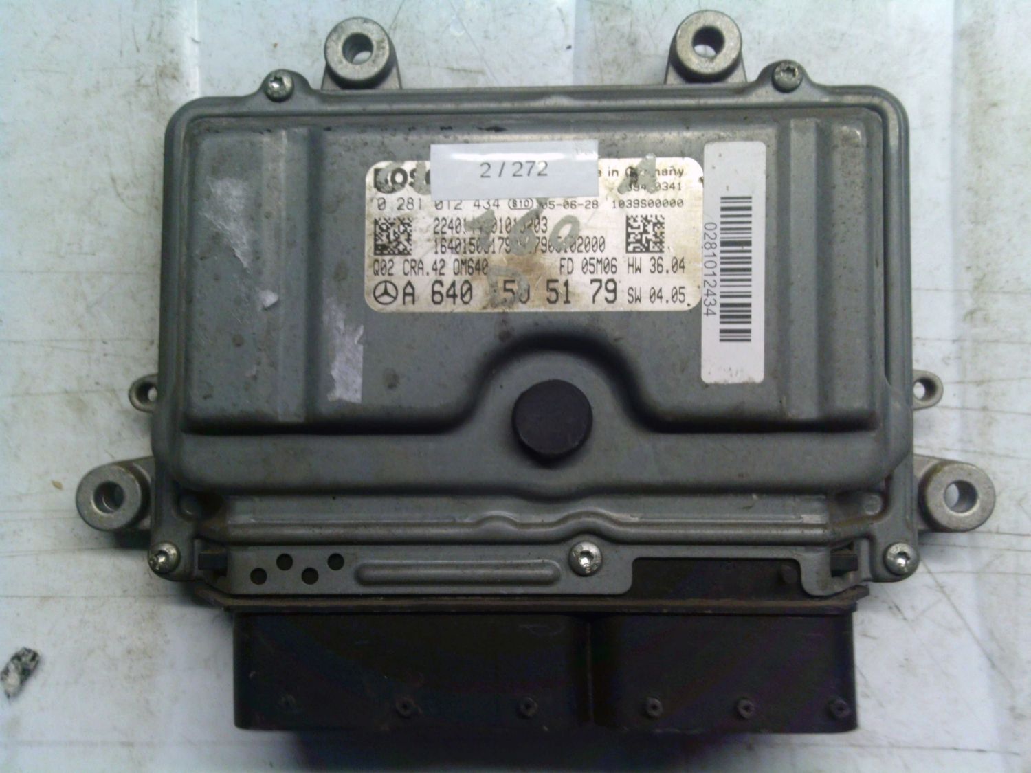2-272 Centralina Motore Bosch 0 281 012 434 0281012434 A 640 150 51 79 1039S00000 CRA.42 HW36.04   SW04.05 MERCEDES Diesel Classe A